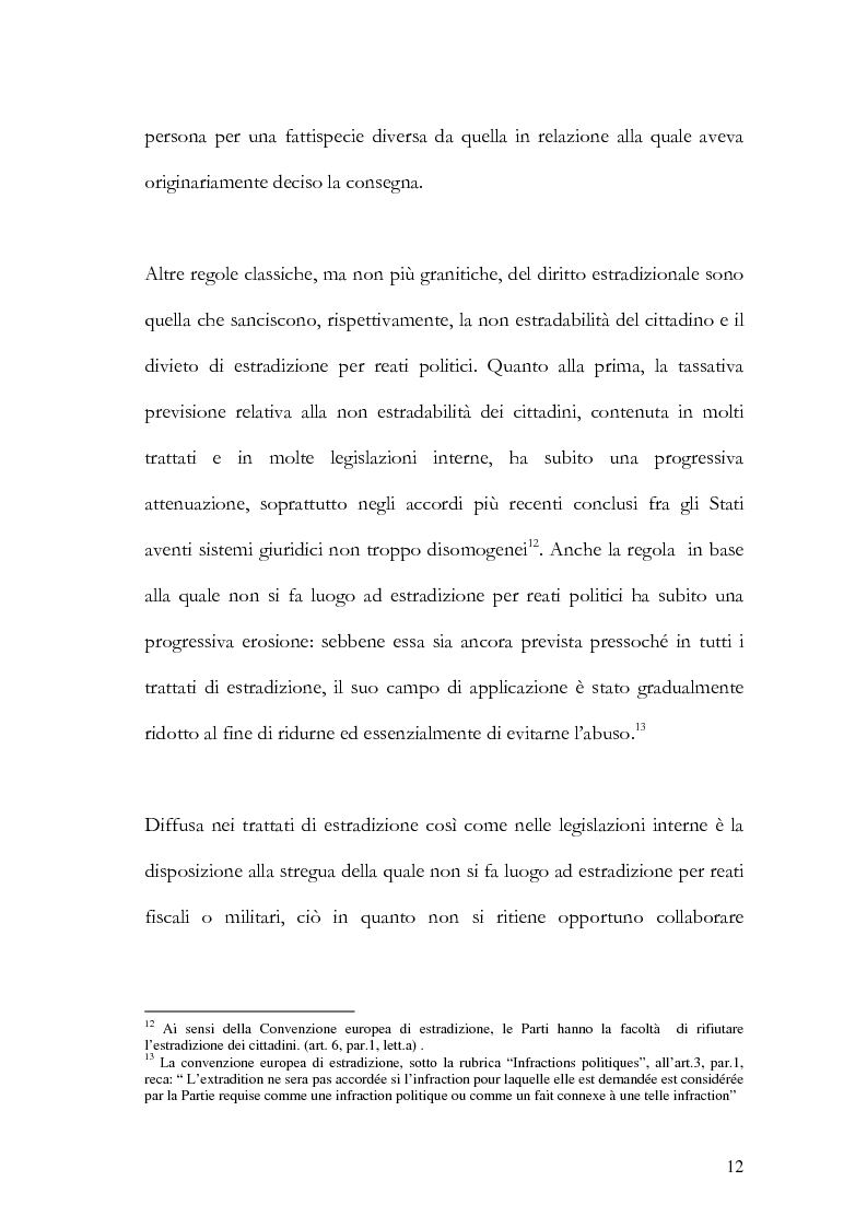 Anteprima della tesi: Il principio di specialità nell'estradizione attiva o dall'estero, Pagina 12