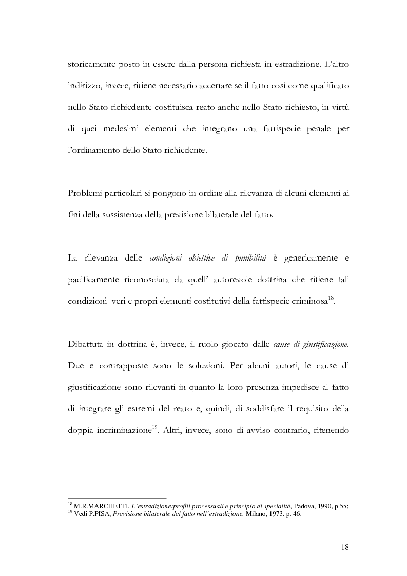 Anteprima della tesi: Il principio di specialità nell'estradizione attiva o dall'estero, Pagina 18