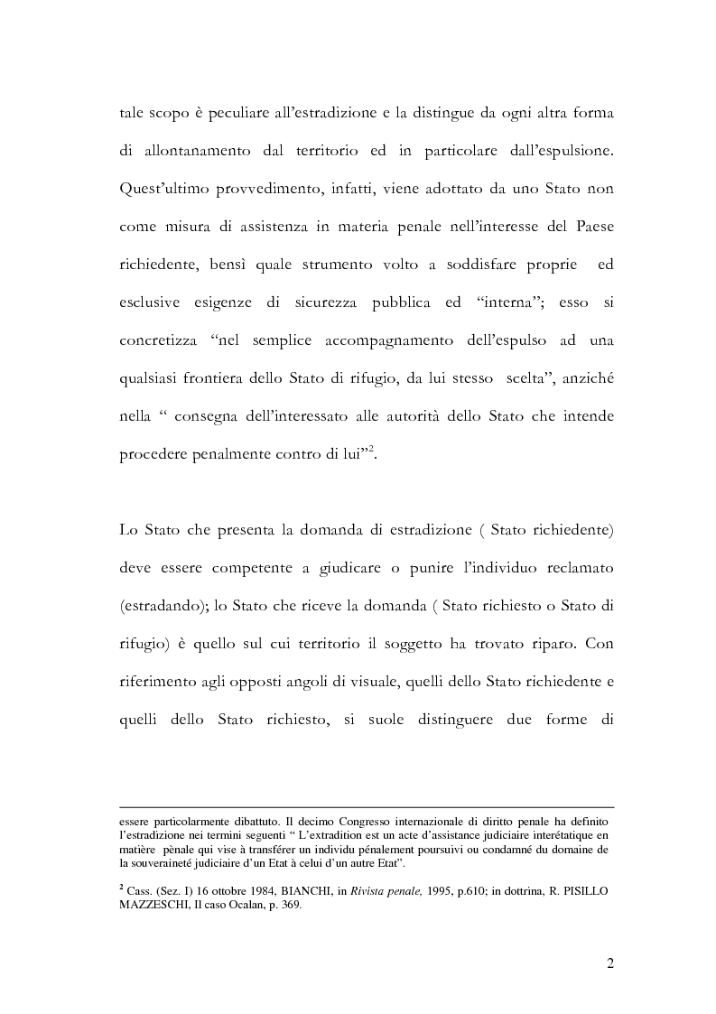 Anteprima della tesi: Il principio di specialità nell'estradizione attiva o dall'estero, Pagina 2
