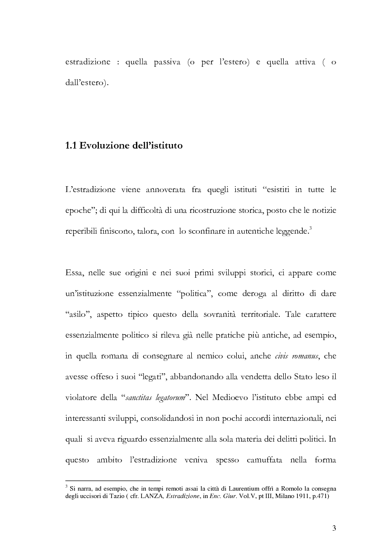 Anteprima della tesi: Il principio di specialità nell'estradizione attiva o dall'estero, Pagina 3
