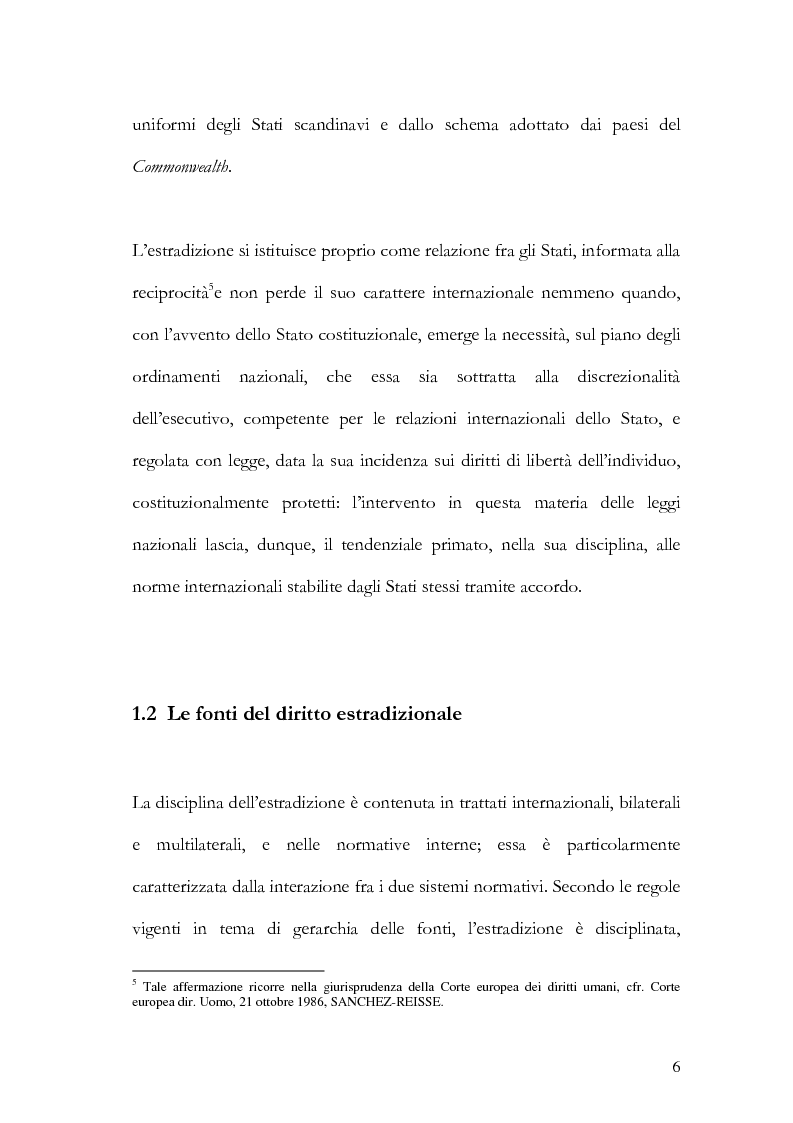 Anteprima della tesi: Il principio di specialità nell'estradizione attiva o dall'estero, Pagina 6