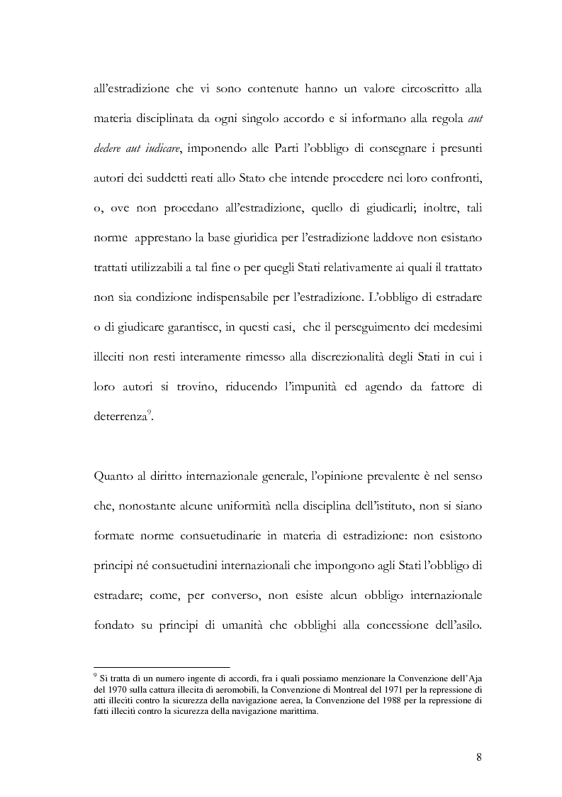 Anteprima della tesi: Il principio di specialità nell'estradizione attiva o dall'estero, Pagina 8