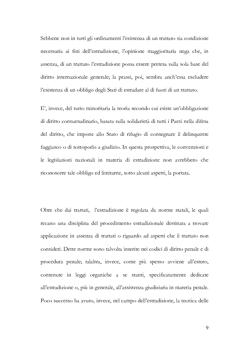 Anteprima della tesi: Il principio di specialità nell'estradizione attiva o dall'estero, Pagina 9