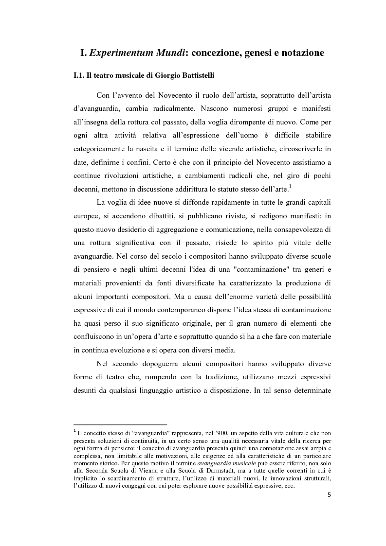 Anteprima della tesi: Dall’Opus all’Opera: Experimentum Mundi di Giorgio Battistelli, Pagina 3