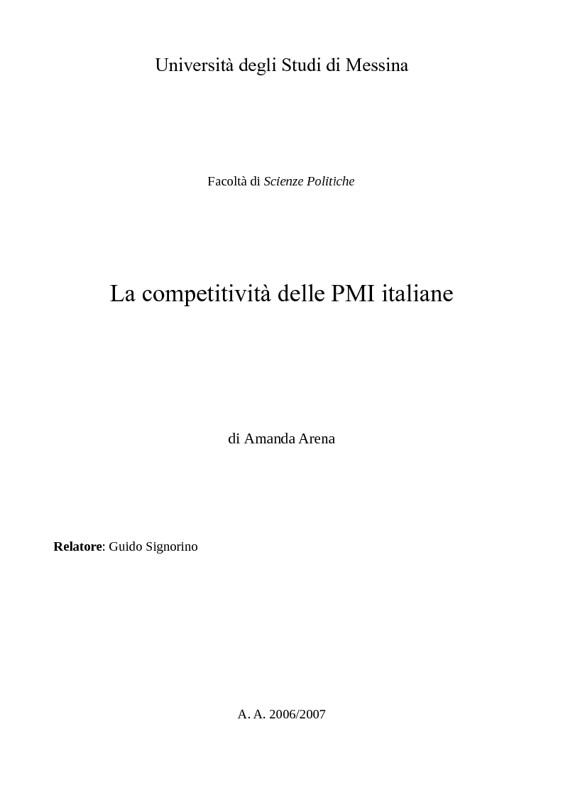 Anteprima della tesi: La competitività delle PMI italiane, Pagina 1