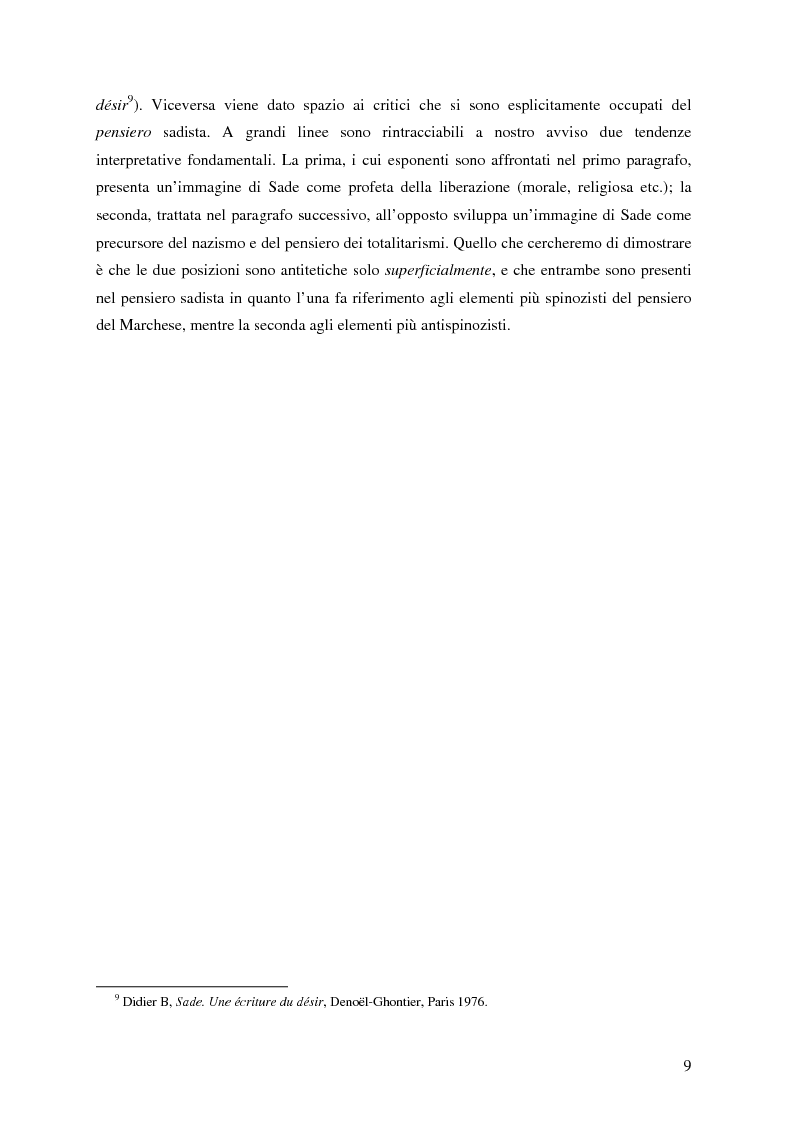 Anteprima della tesi: Natura e antinatura - Spinozismo e antispinozismo nel pensiero sadista, Pagina 6