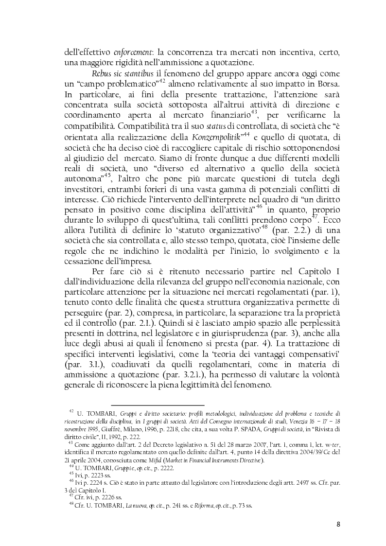 Anteprima della tesi: La società controllata e la quotazione, Pagina 8