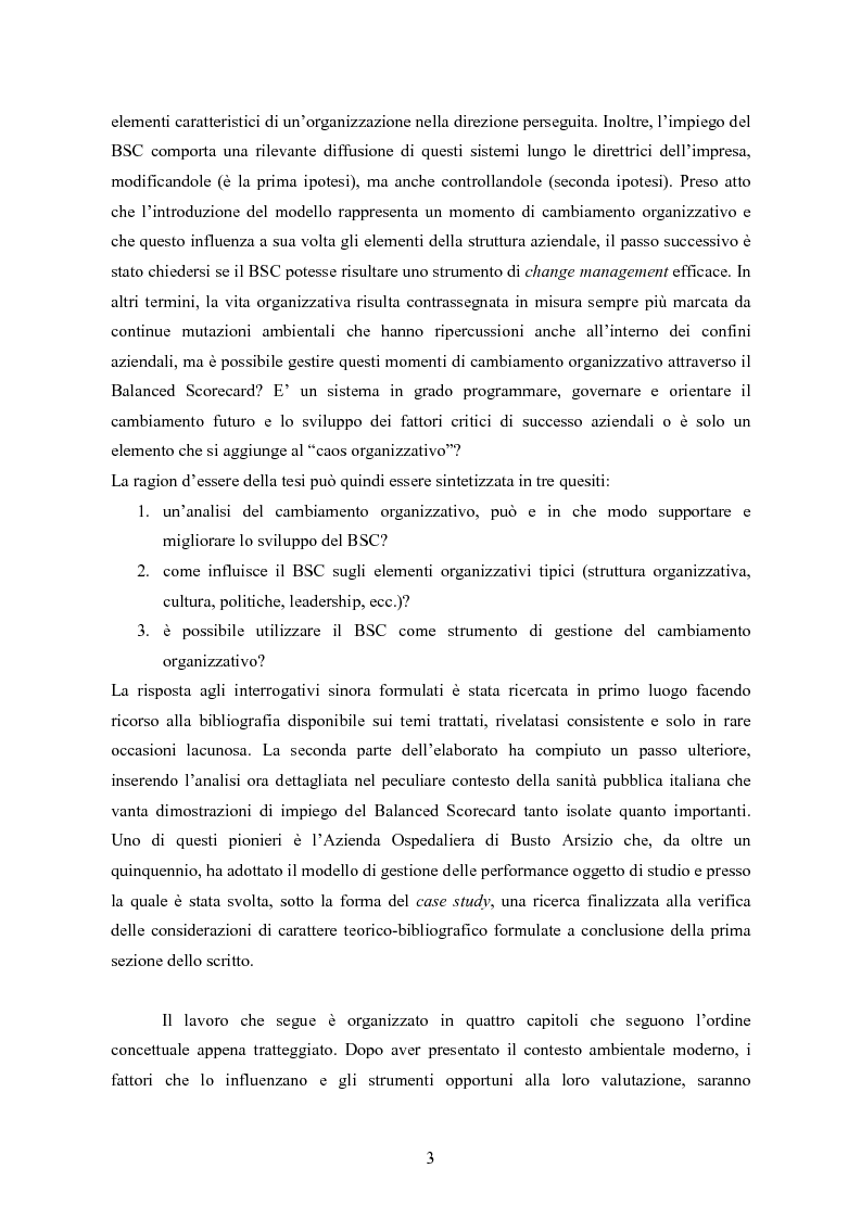 Anteprima della tesi: La balanced scorecard come strumento di gestione del cambiamento organizzativo: il caso dell’Azienda Ospedaliera di Busto Arsizio, Pagina 3
