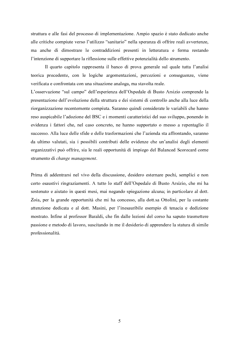 Anteprima della tesi: La balanced scorecard come strumento di gestione del cambiamento organizzativo: il caso dell’Azienda Ospedaliera di Busto Arsizio, Pagina 5