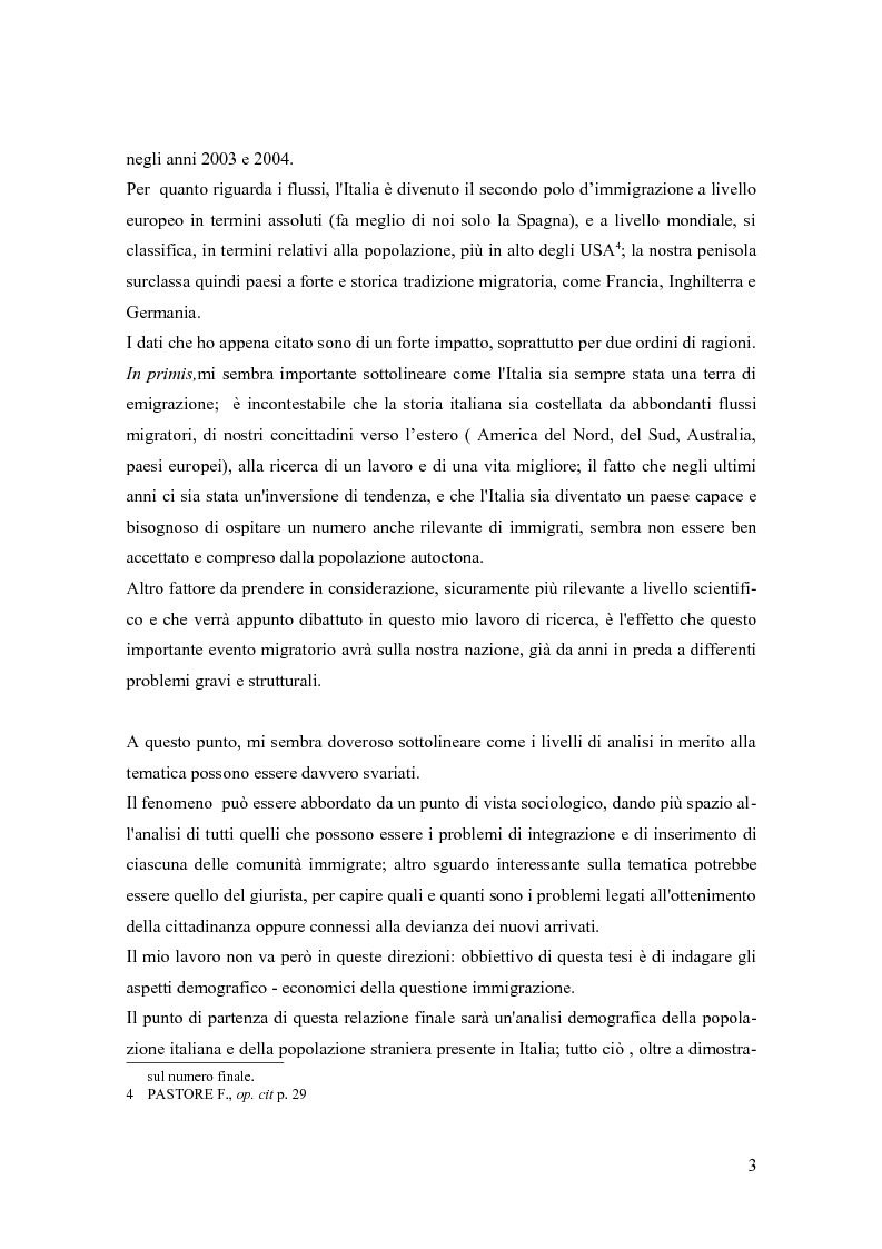 Anteprima della tesi: Le immigrazioni in Italia. Aspetti demografici ed economici, Pagina 2