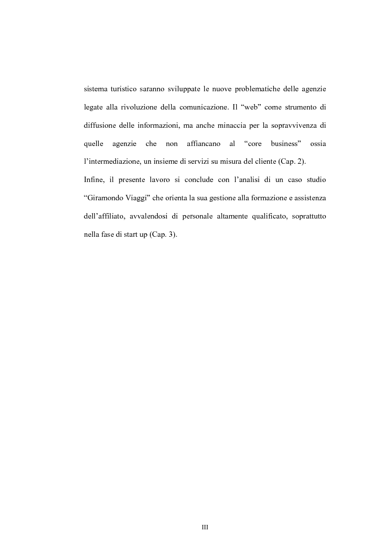 Anteprima della tesi: Il franchising nelle agenzie di viaggio. Il caso Giramondo, Pagina 3