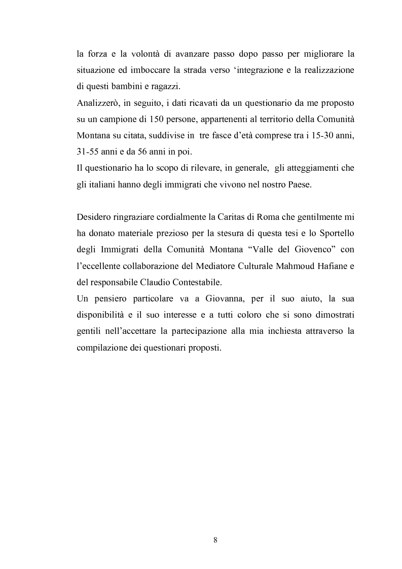 Anteprima della tesi: La scuola a colori. L'Integrazione dei minori stranieri nella Comunità Montana Valle del Giovenco, Pagina 4