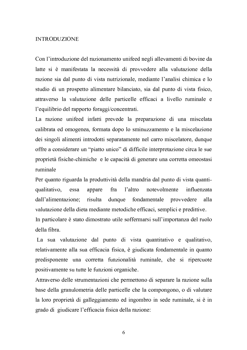 Anteprima della tesi: Valutazione della struttura della fibra in razioni unifeed mediante metodiche di campo, Pagina 2