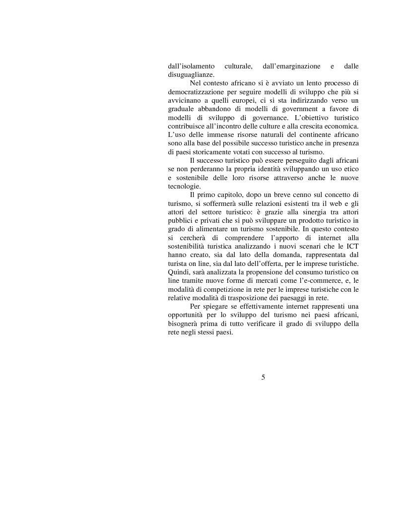 Anteprima della tesi: Le opportunità di Internet per il turismo africano: l'esperienza del Marocco, Pagina 2