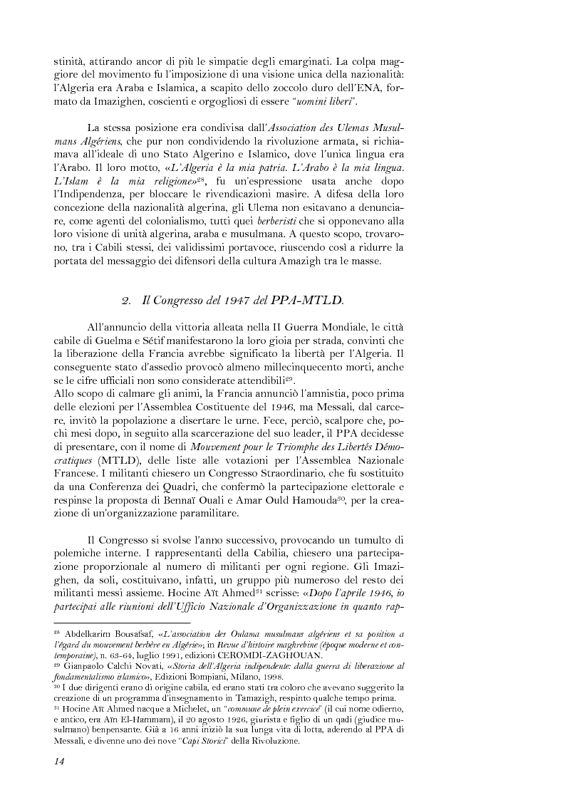 Anteprima della tesi: La lotta per il riconoscimento di un'identità: la ''Primavera Nera'' in Cabilia, Pagina 14