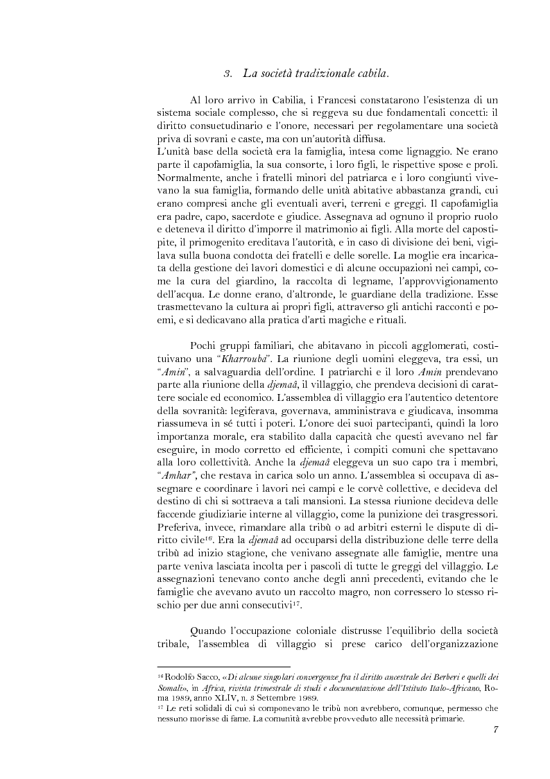 Anteprima della tesi: La lotta per il riconoscimento di un'identità: la ''Primavera Nera'' in Cabilia, Pagina 7