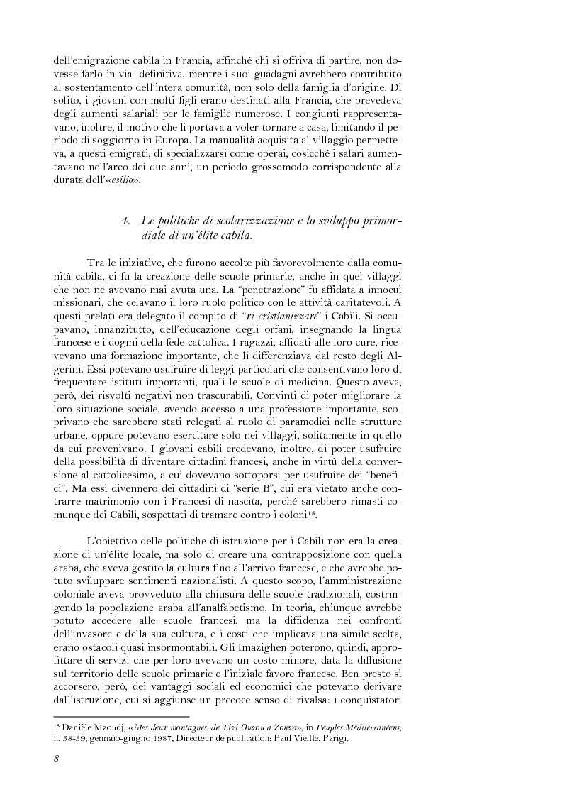 Anteprima della tesi: La lotta per il riconoscimento di un'identità: la ''Primavera Nera'' in Cabilia, Pagina 8