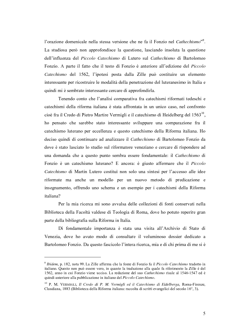 Anteprima della tesi: Il cathechismo di Bartolomeo Fonzio: un riformatore veneziano sulla scia di Lutero, Pagina 3