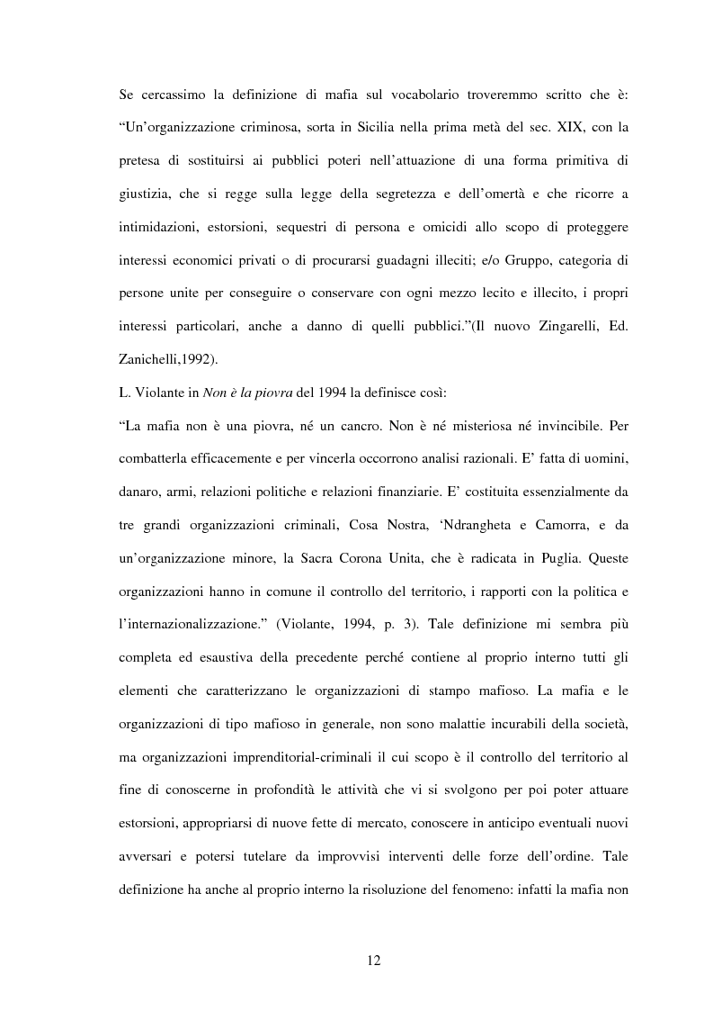 Anteprima della tesi: La criminalità organizzata di matrice mafiosa in Puglia, Pagina 10