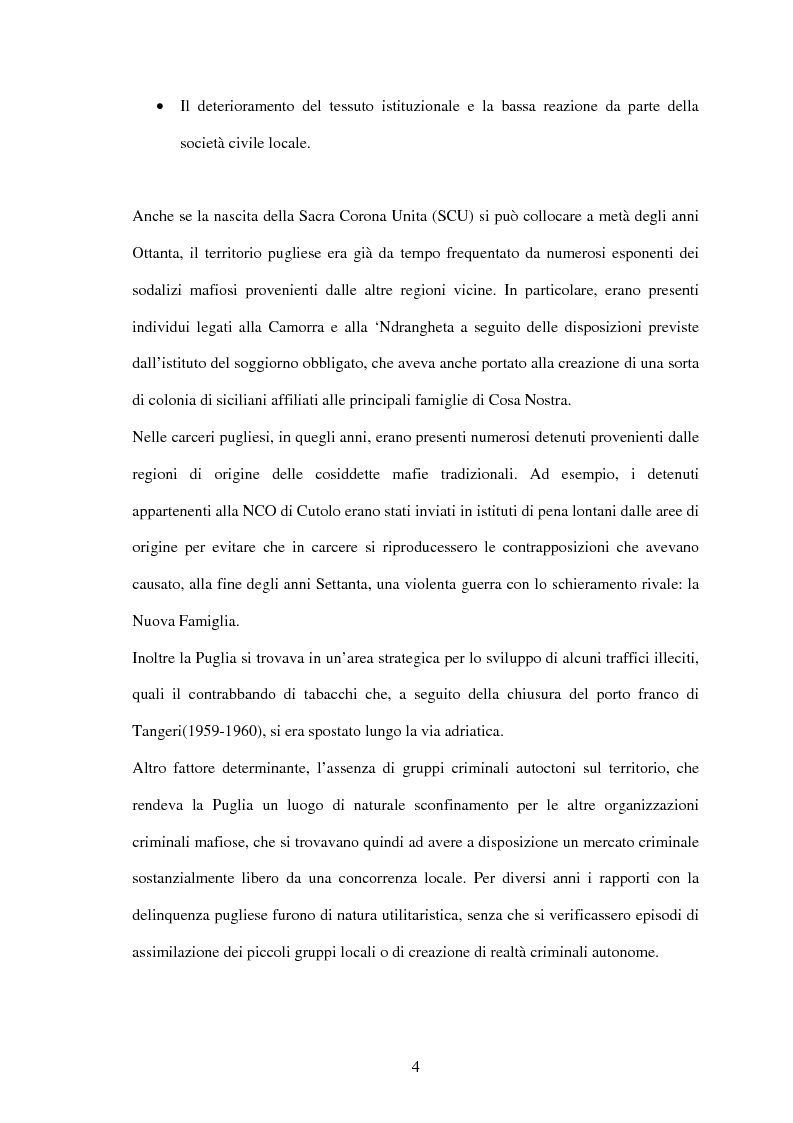 Anteprima della tesi: La criminalità organizzata di matrice mafiosa in Puglia, Pagina 2