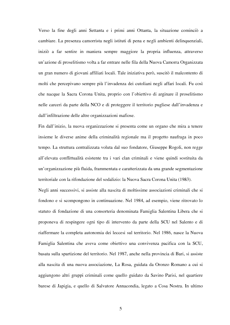 Anteprima della tesi: La criminalità organizzata di matrice mafiosa in Puglia, Pagina 3
