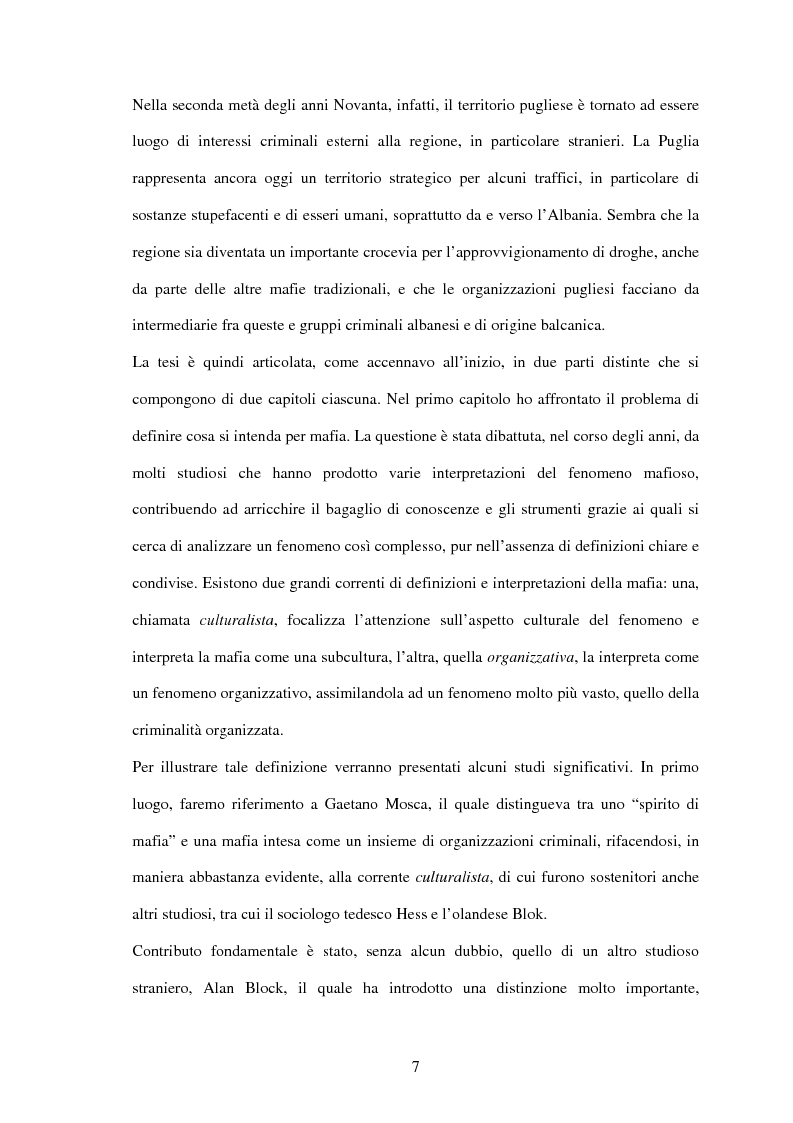 Anteprima della tesi: La criminalità organizzata di matrice mafiosa in Puglia, Pagina 5