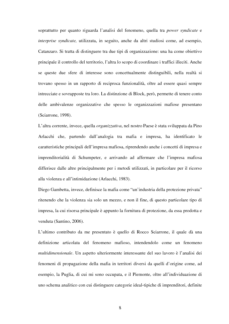 Anteprima della tesi: La criminalità organizzata di matrice mafiosa in Puglia, Pagina 6