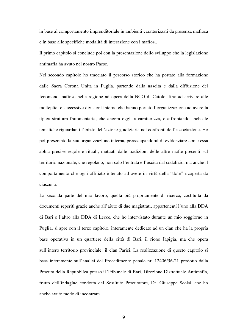 Anteprima della tesi: La criminalità organizzata di matrice mafiosa in Puglia, Pagina 7