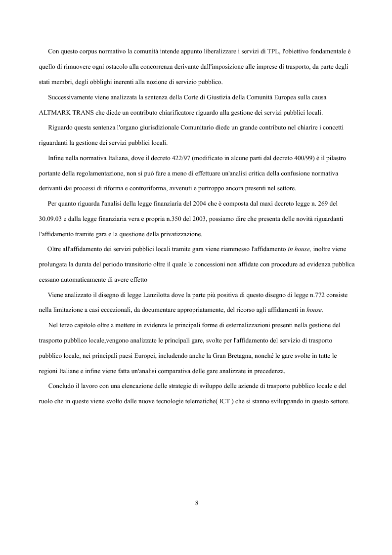 Anteprima della tesi: Analisi economica delle scelte di esternalizzazione dei servizi di trasporto pubblico locale, Pagina 2