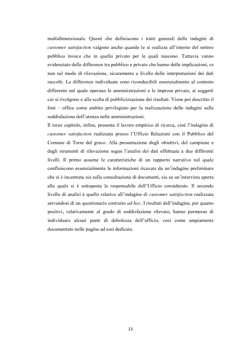 Anteprima della tesi: L'amministrazione che ascolta. Analisi della customer satisfaction degli utenti dell'Urp del comune di Torre del greco, Pagina 10