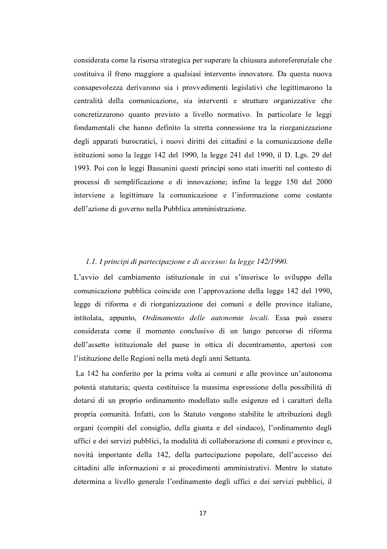 Anteprima della tesi: L'amministrazione che ascolta. Analisi della customer satisfaction degli utenti dell'Urp del comune di Torre del greco, Pagina 14