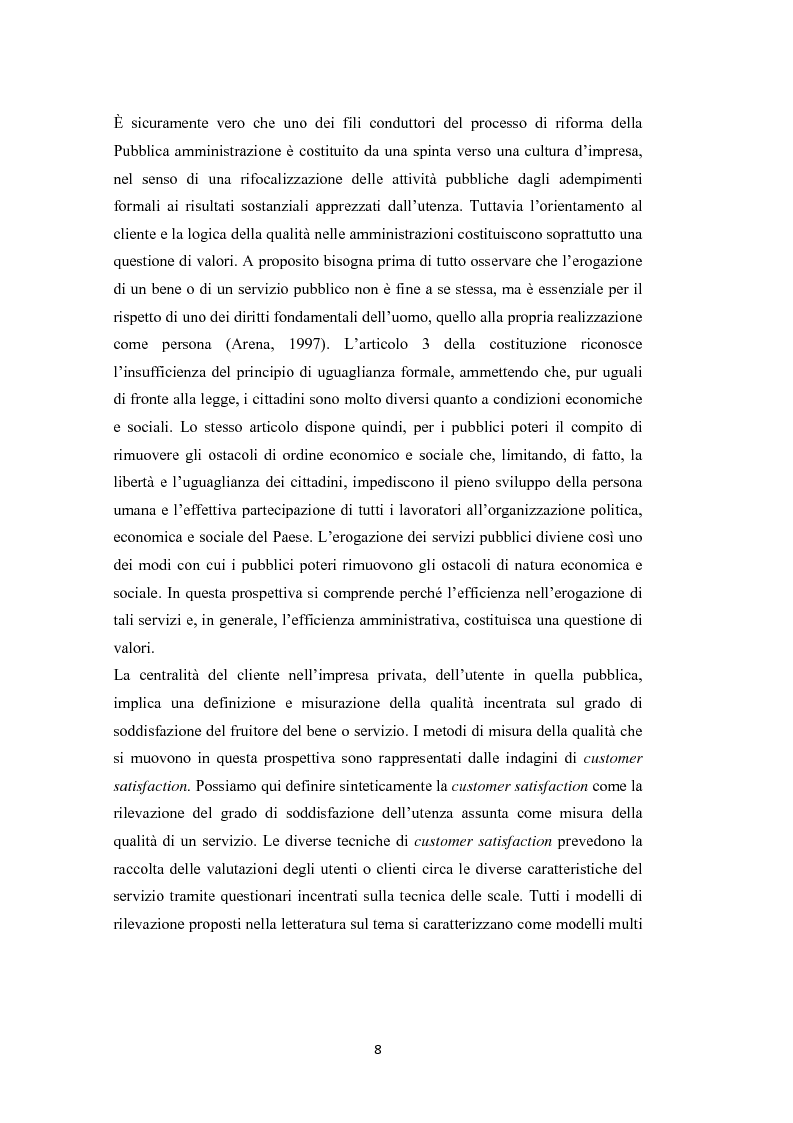 Anteprima della tesi: L'amministrazione che ascolta. Analisi della customer satisfaction degli utenti dell'Urp del comune di Torre del greco, Pagina 5