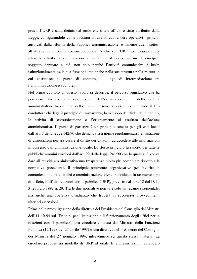 Anteprima della tesi: L'amministrazione che ascolta. Analisi della customer satisfaction degli utenti dell'Urp del comune di Torre del greco, Pagina 7