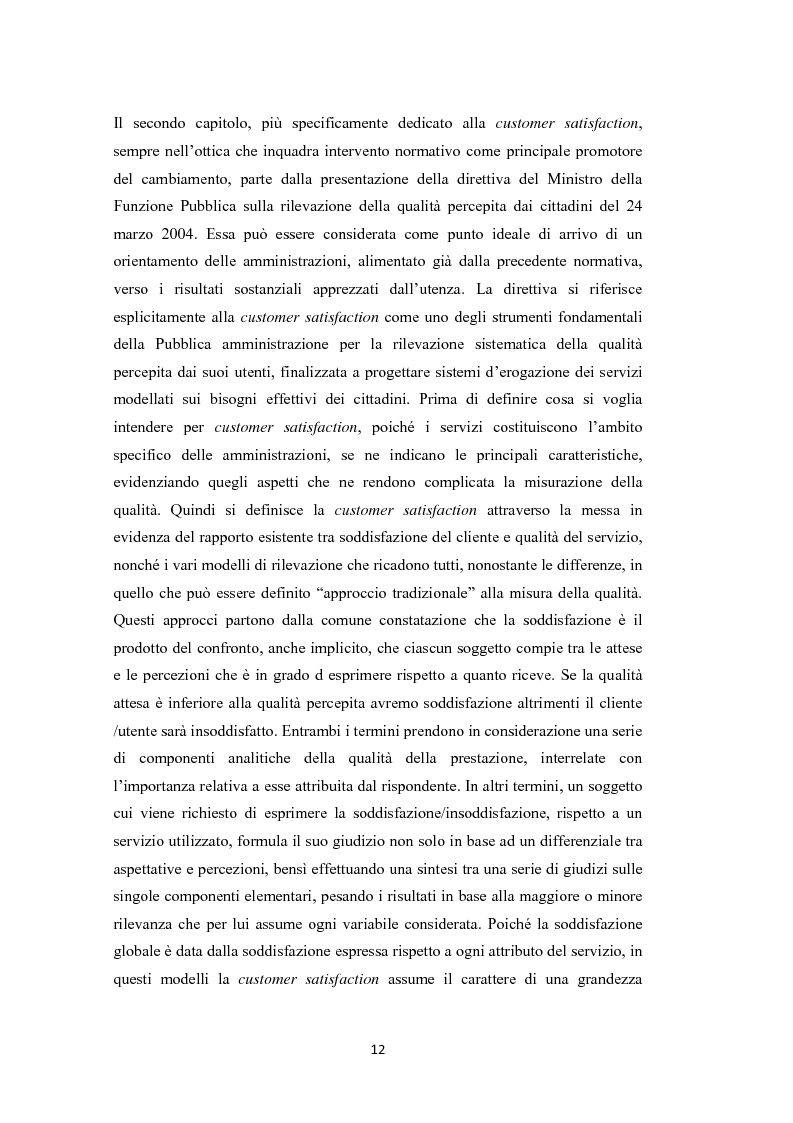 Anteprima della tesi: L'amministrazione che ascolta. Analisi della customer satisfaction degli utenti dell'Urp del comune di Torre del greco, Pagina 9