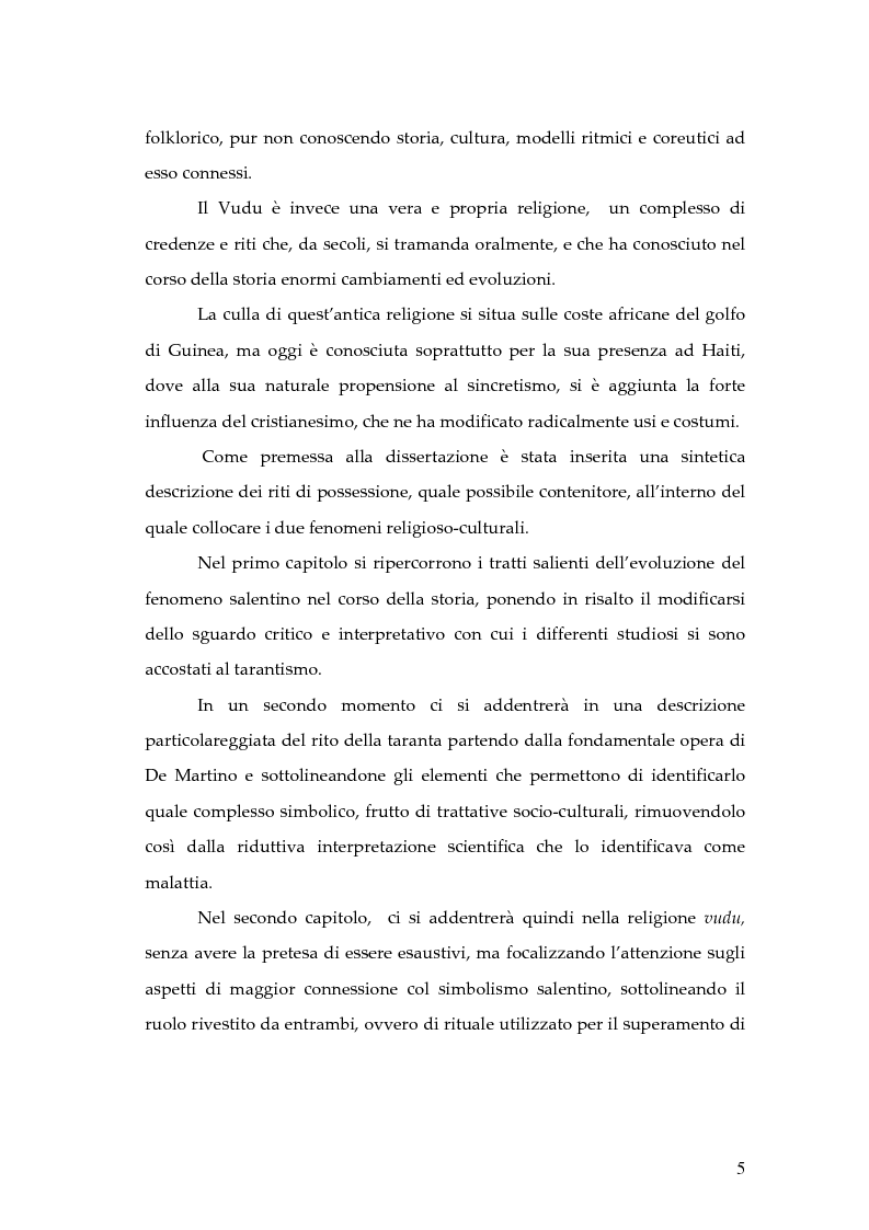 Anteprima della tesi: Dal rito della taranta al vudu haitiano: analisi di alcuni paralleli etnografici nell’opera di de Martino, Pagina 2