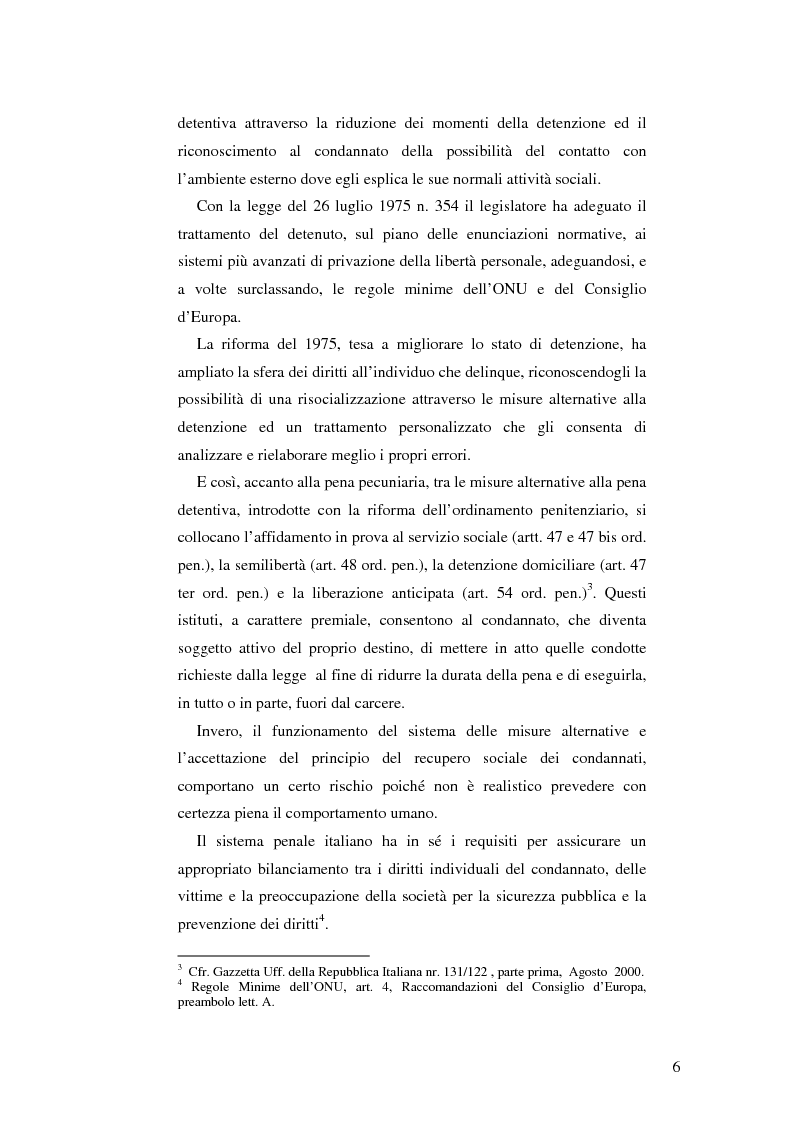 Anteprima della tesi: Realtà applicativa delle misure alternative alla pena e risocializzazione del reo, Pagina 2