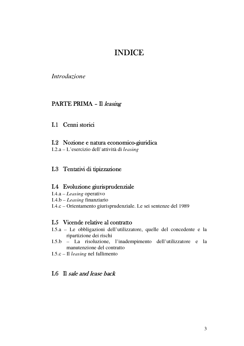 Indice della tesi: I servizi bancari atipici di finanziamento per le imprese, Pagina 1