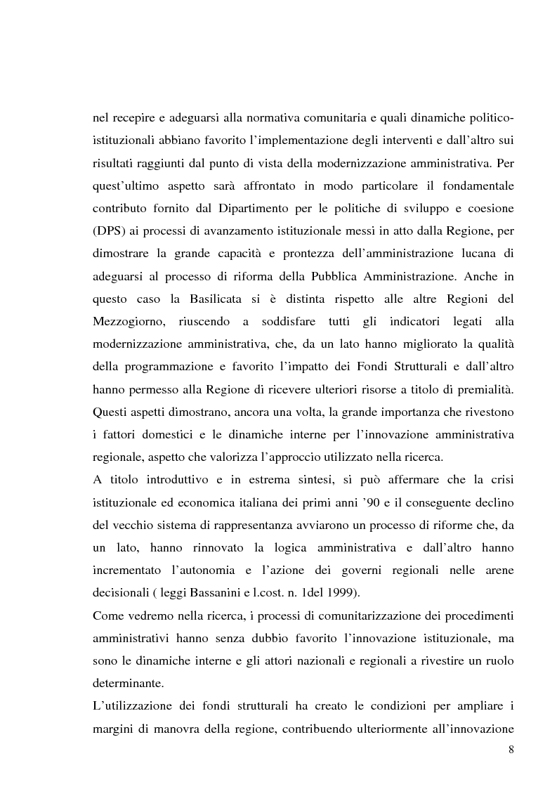 Anteprima della tesi: I fondi strutturali in Basilicata: un caso di successo, Pagina 4
