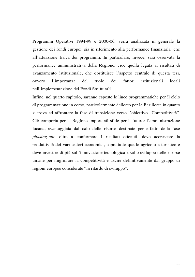 Anteprima della tesi: I fondi strutturali in Basilicata: un caso di successo, Pagina 7