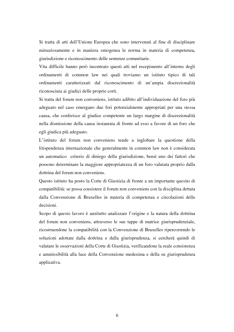 Anteprima della tesi: Profili della litispendenza transnazionale in relazione al cosiddetto forum non conveniens, Pagina 2
