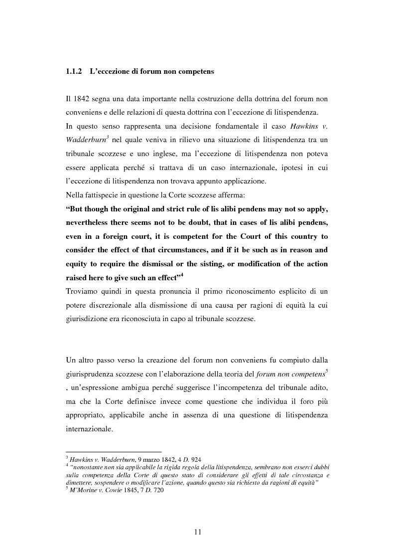 Anteprima della tesi: Profili della litispendenza transnazionale in relazione al cosiddetto forum non conveniens, Pagina 7