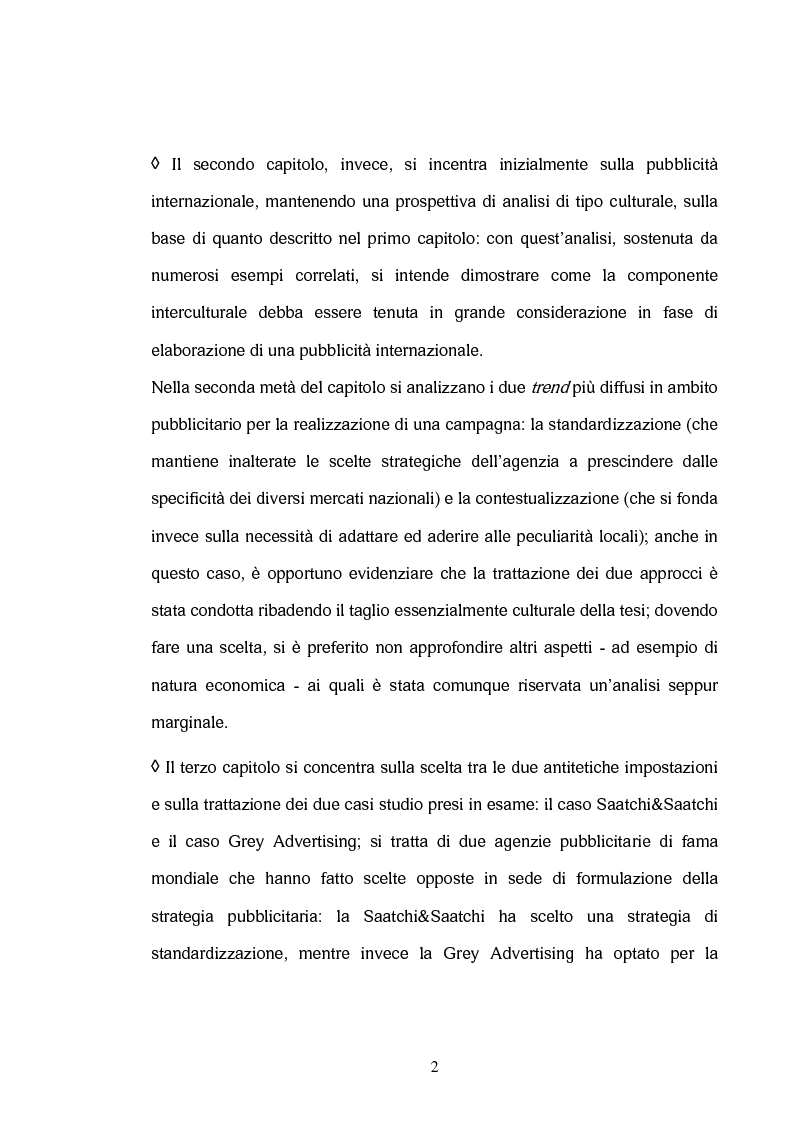 Anteprima della tesi: La comunicazione interculturale nella pubblicità internazionale: il caso Saatchi & Saatchi e il caso Grey Advertising, Pagina 2