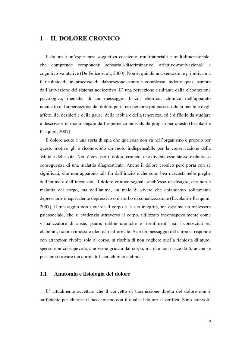 Anteprima della tesi: Aspetti psicologici e relazionali del dolore cronico, Pagina 3