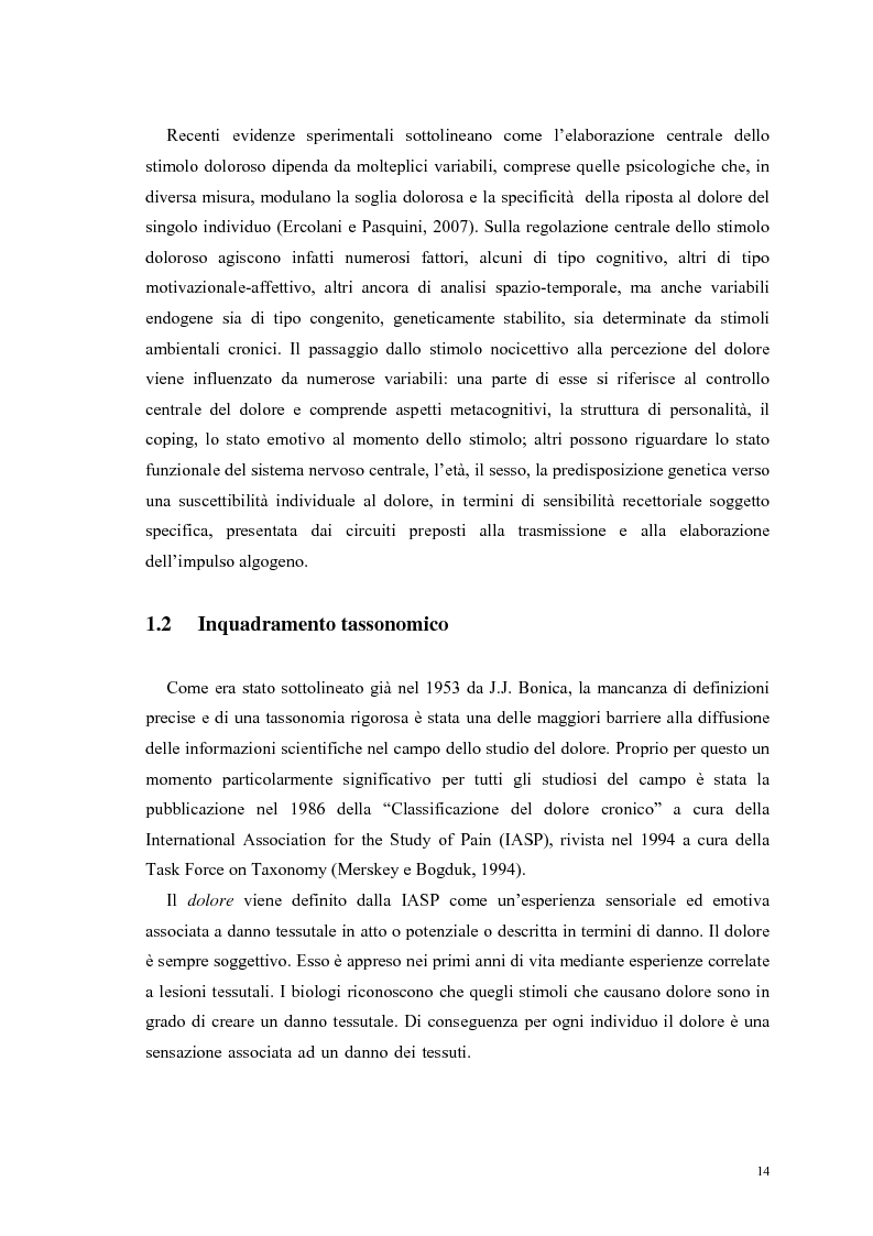 Anteprima della tesi: Aspetti psicologici e relazionali del dolore cronico, Pagina 8