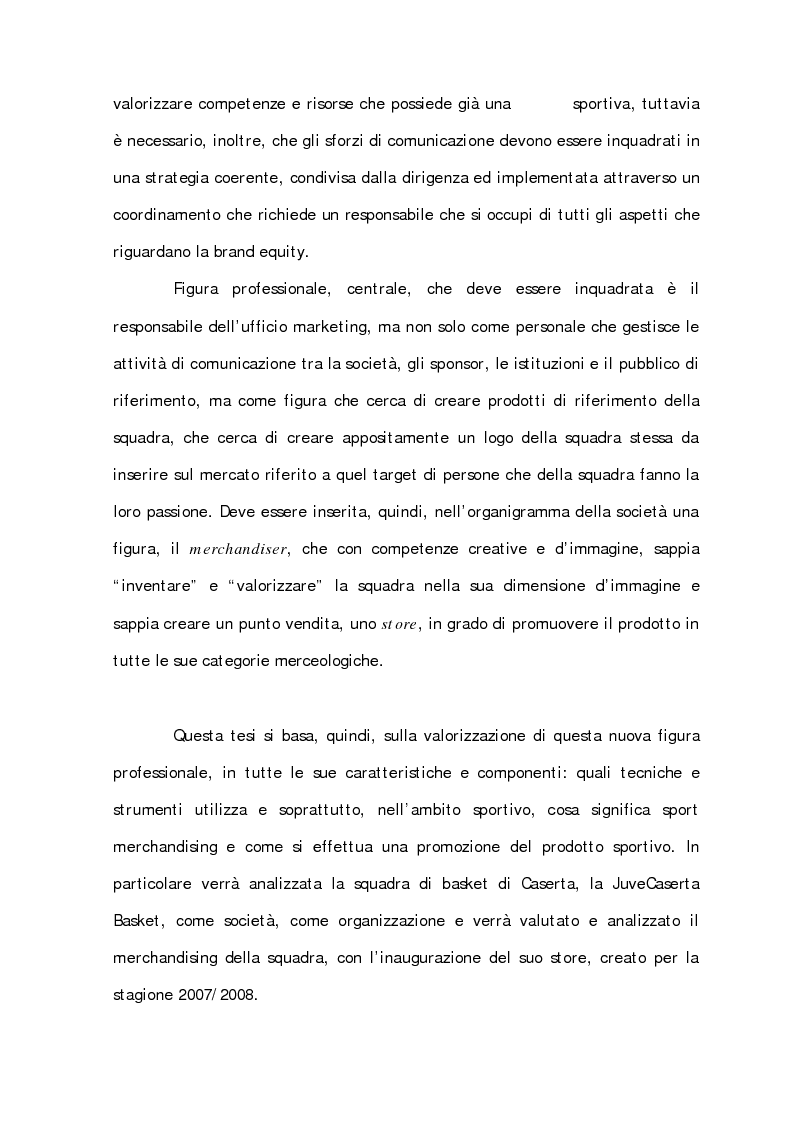 Anteprima della tesi: Sport Merchandising: il caso JuveCaserta, Pagina 4