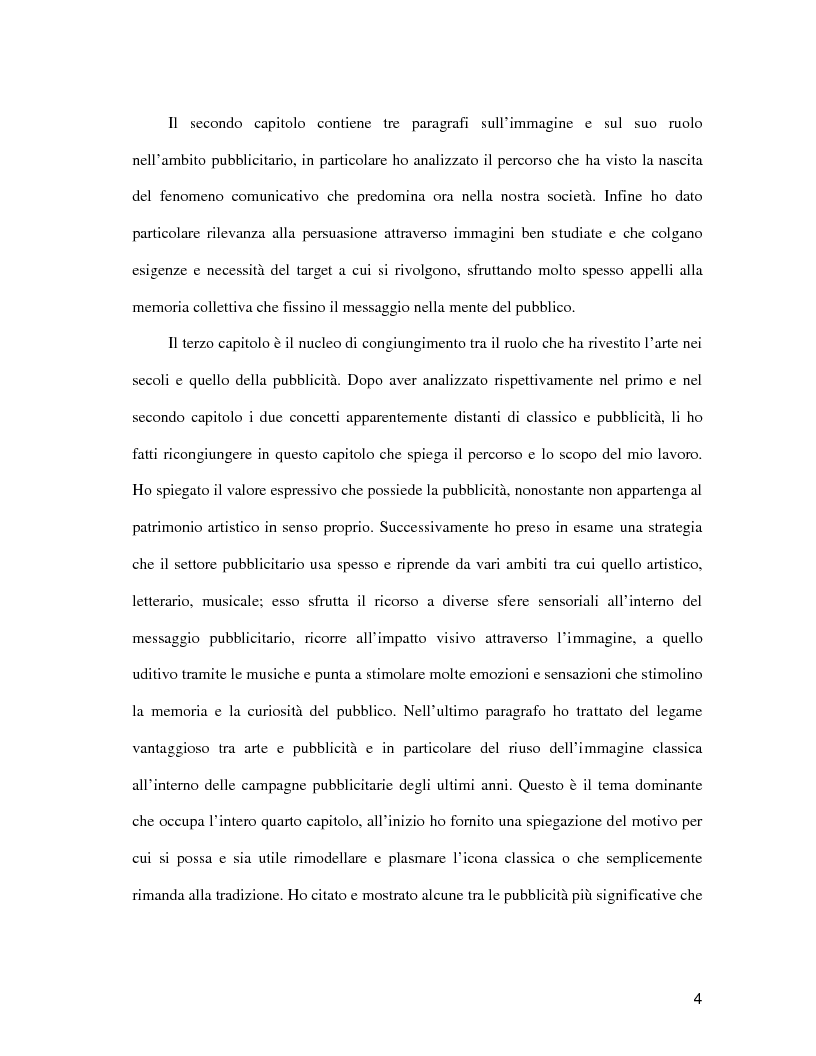 Anteprima della tesi: La pubblicità come il futuro del classico, Pagina 3
