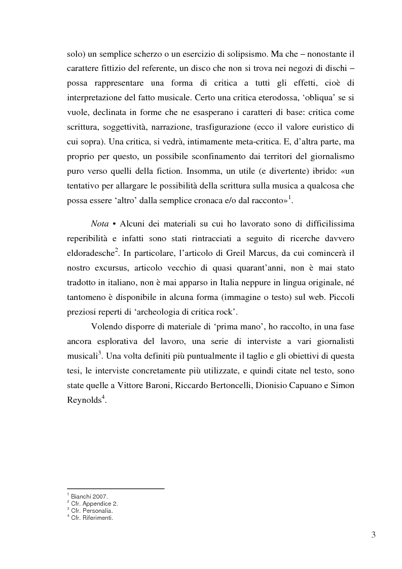 Anteprima della tesi: «Paesaggi immaginari»: critica ufonica e discografia potenziale - Recensioni e dischi (im)possibili nel giornalismo rock, Pagina 3