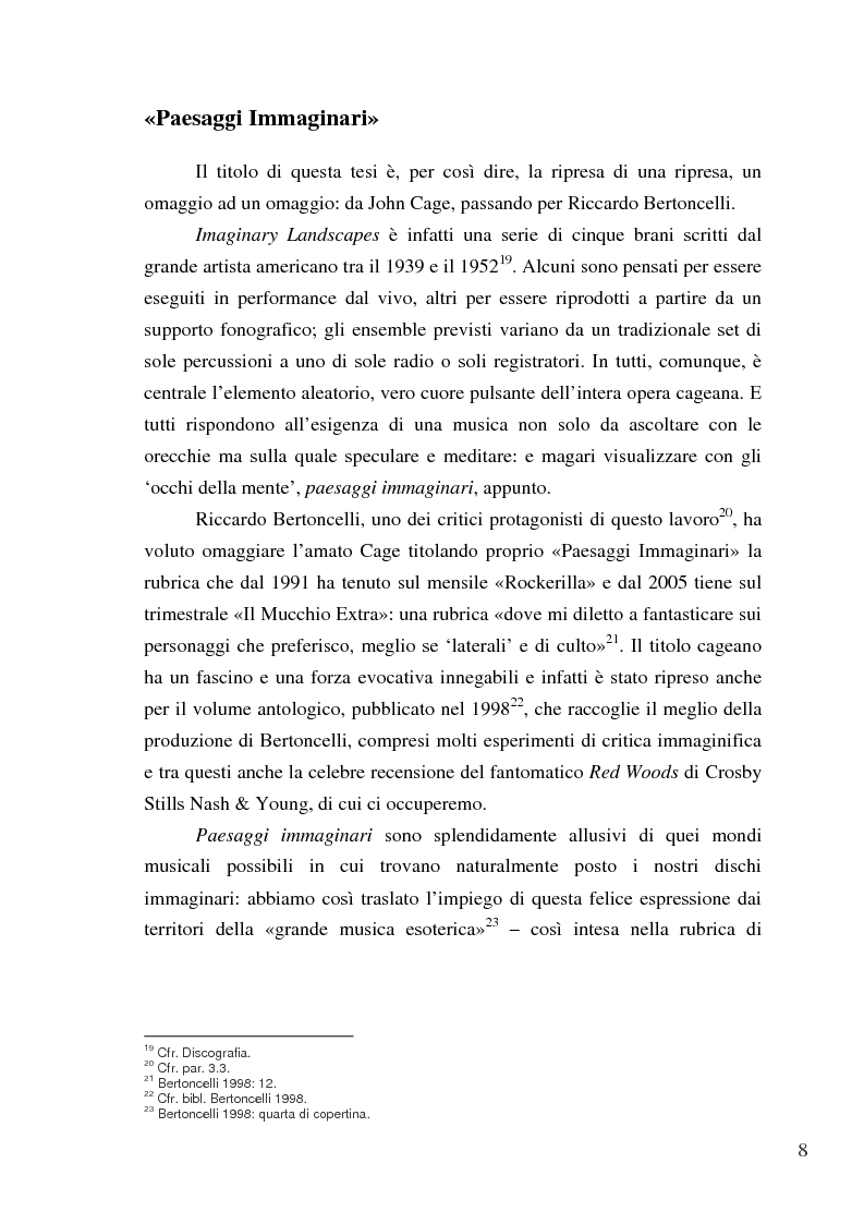 Anteprima della tesi: «Paesaggi immaginari»: critica ufonica e discografia potenziale - Recensioni e dischi (im)possibili nel giornalismo rock, Pagina 8