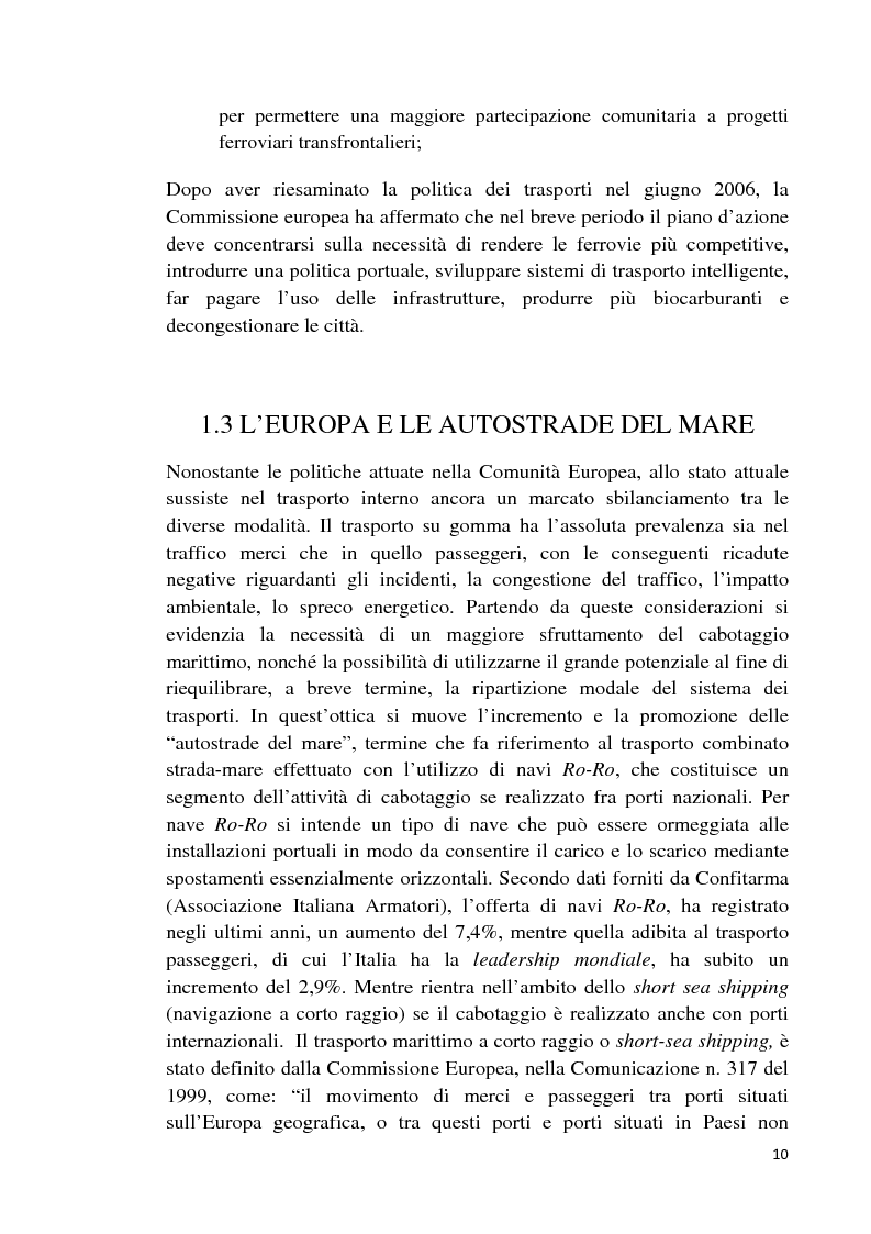 Anteprima della tesi: Studio di fattibilità di un'autostrada del mare in Sardegna, Pagina 7