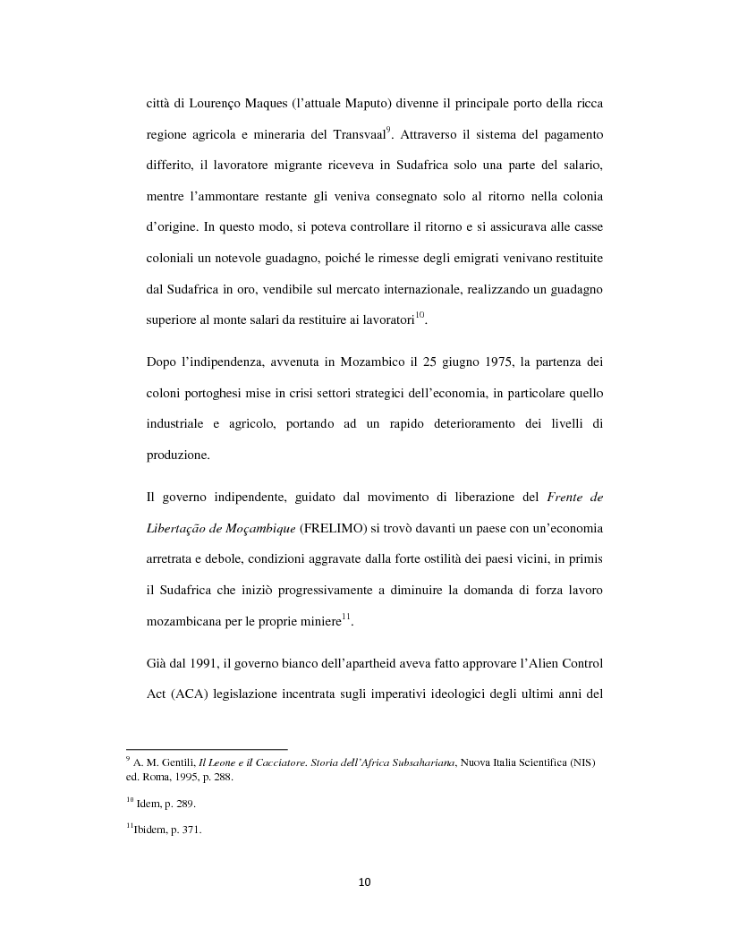 Anteprima della tesi: Sognando la Machamba. L'immigrazione mozambicana nel Sudafrica post-apartheid, Pagina 4